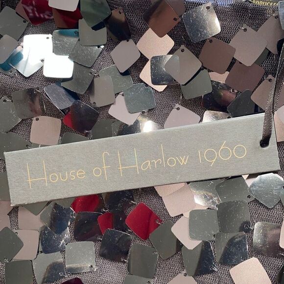 House Of Harlow NWT Crop Top Party Clubwear Rave Black Sequins Sparkle Sexy L - Picture 3 of 6